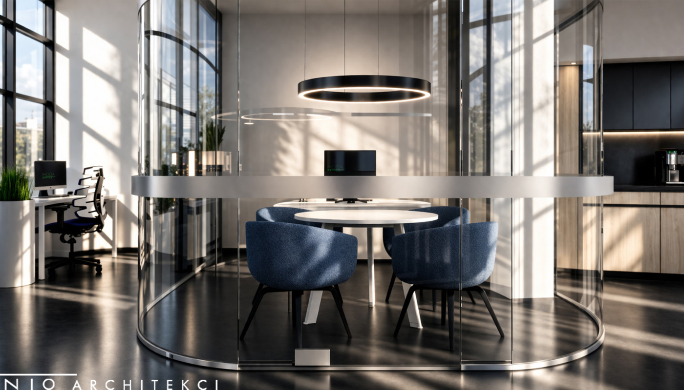 Nowoczesne biuro open space w Poznaniu z wydzielonymi strefami spotkań